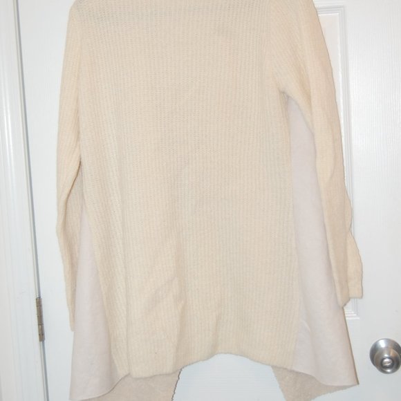 Simply Couture XL Ivory Suede& Sherpa Like Open Jacket W/ Knit Sleeves & Back - Picture 8 of 11